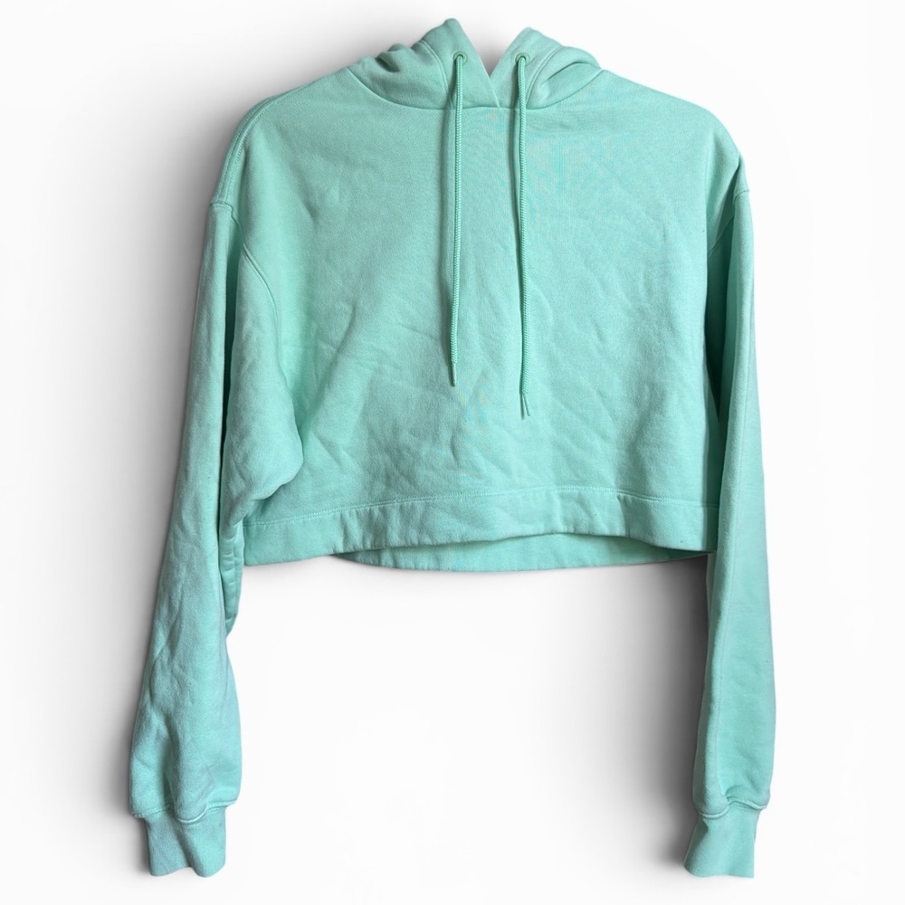 ALO Yoga Cropped Bae Hoodie in Blue Green XS